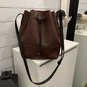 J Crew genuine leather drawstring bucket bag in excellent condition